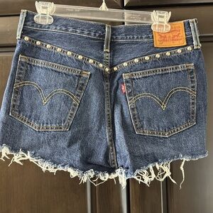 Studded Levi’s 501 button fly Denim Shorts